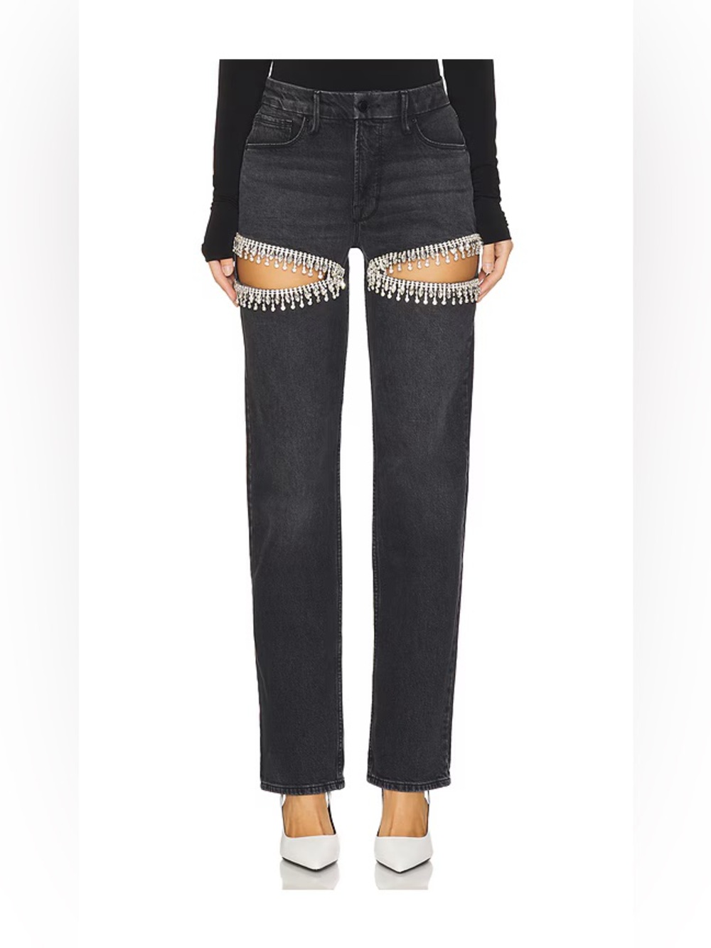 Good American Good Icon Straight Diamond Jeans Black 4